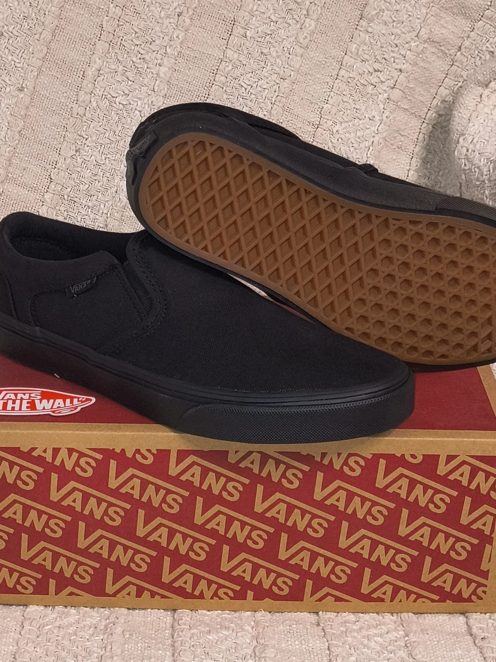 Vans Black Slip-On Loafers with Gum Sole